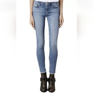 All Saints light wash Grace skinny ankle fray cropped denim jeans, sz 26